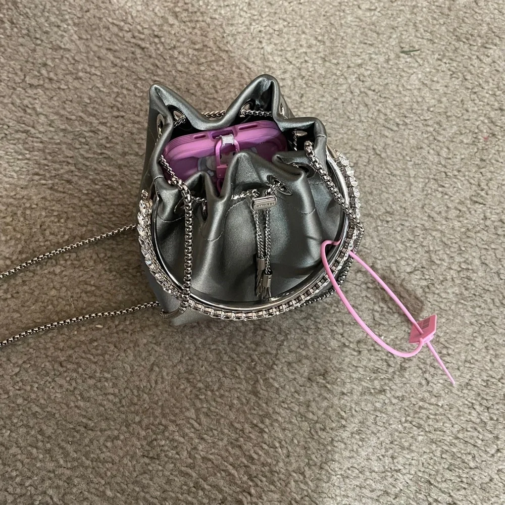 Jimmy Choo bon bon satin bucket handbag - Picture 13 of 15